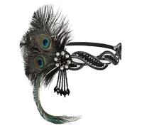 KANLVU Coiffe à Plumes avec Strass Scintillants, pour Cabaret, Danseuses De Las Vegas, Spectacles De Broadway Flapper des Années 1920 Cosplay Costume Accessoires Coiffe De Showgirl(H)