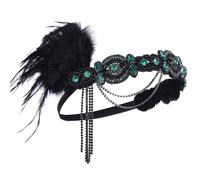 KANLVU Coiffe à Plumes avec Strass Scintillants, pour Cabaret, Danseuses De Las Vegas, Spectacles De Broadway Flapper des Années 1920 Cosplay Costume Accessoires Coiffe De Showgirl(B)