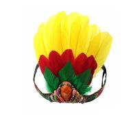 KANLVU Coiffe De Showgirl avec Plume Indienne Et PièCe Centrale en Cristal Paillettes Coiffe Coiffe à Plumes pour Spectacles Burlesques, Danse Africaine(55-60CM)