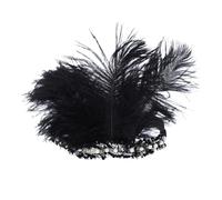 KANLVU Fait Main Perles Coiffe en Plumes De Paon Rétro Indien Coiffe à Plumes pour Femmes Coiffe De Showgirl pour Costumes Gatsby, Spectacles De Vaudeville(Noir)