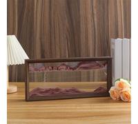 KANLVU Forme Carrée Art Du Sable En Mouvement Vague OcéAnique Cadre Sable Mouvant Cadre En Bois Peinture De Sable Qui Coule Tableau De Sable En Mouvement Accessoires De Bureau(Brown,12in)