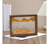KANLVU Forme Carrée Art Du Sable En Mouvement Vague OcéAnique Cadre Sable Mouvant Cadre En Bois Peinture De Sable Qui Coule Tableau De Sable En Mouvement Accessoires De Bureau(Jaune,10in)