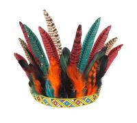 KANLVU Indien Coiffe à Plumes pour Danseuses De Carnaval, Galas à Thème Coiffe Tribu Africaine Style Ethnique Accessoires pour Cheveux Réglable Confortable Large Bandeau(55-60CM,A)