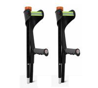 KANLVU Pliable Et Portable Béquilles Médicales Adulte, Béquilles D'avant-Bras 10 Niveaux De Réglage En Hauteur Béquille Orthopédique Pour Les Travaux Lourds Marche(Noir,2Pcs)