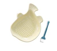 KANLVU Râpe à Ail En Céramique En Forme De Poisson, Râpe à Gingembre Assiette Gratte Ail Pour Moudre Les Oignons, Le Fromage, La Noix De Muscade, Les Fruits Et Les Légumes(Jaune)