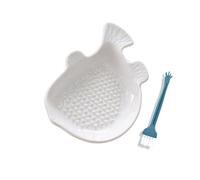 KANLVU Râpe à Ail En Céramique En Forme De Poisson, Râpe à Gingembre Assiette Gratte Ail Pour Moudre Les Oignons, Le Fromage, La Noix De Muscade, Les Fruits Et Les Légumes(Blanc)