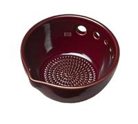 KANLVU Râpe à Ail En Céramique, Râpe à Gingembre 2-En-1 Bol égreneur D'Herbes Pour Herbes Fraîches, Assiette Gratte Ail Pour Les Herbes, Le Citron, Le Fromage Assiette A Raper(5 holes,Dark red)