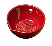 KANLVU Râpe à Ail En Céramique, Râpe à Gingembre 2-En-1 Bol égreneur D'Herbes Pour Herbes Fraîches, Assiette Gratte Ail Pour Les Herbes, Le Citron, Le Fromage Assiette A Raper(7 holes,Rouge)