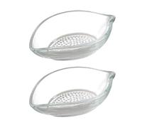 KANLVU Râpe à Ail En Verre En Forme De Feuille Râpe à Gingembre Avec Bol à Sauce Pour Sauce Soja Et Vinaigre, Assiette A Raper, Assiette Gratte Ail Manuelle(2pcs)