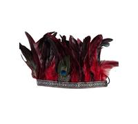 KANLVU Style Vintage Coiffe à Plumes avec Plumes Multicolores Coiffe De Showgirl pour Costumes d'halloween Couronne Tribale Indienne pour Spectacles sur Scène Photographie(Rouge)