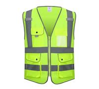 KANMORE Gilet de sécurité - Haute visibilité Orange/jaune, EN ISO 20471, 7 poches à boutons pression haute visibilité, réfléchissant et lavable, pour la sécurité de la construction et des personnes