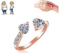 Kanni Bague de calcédoine Ioni, bague en cristal de quartz pour perte de poids, double cœur, bague magnétique de thérapie de drainage lymphatique pour femme, One-size, Titane et cuivre