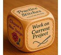 Kanoauo Embroidery Dice, Dés De Décision De Broderie en Bois Faite À La Main avec 6 Tâches Brodés Gravées, Fournitures D'artisanat Gravées pour Les Artistes Débutants Brodereurs, Coutumes Et Amateurs