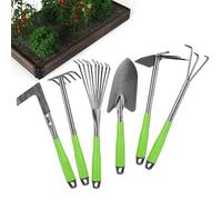 Kanoauo Ensemble d'Outils de Jardinage Solide,6 Pièces Ergonomiques en d'Aluminium Robuste - Ensemble d'Outils de Jardin Extérieur - pour l'Entretien des Plates-Bandes、des Jardinières et Le