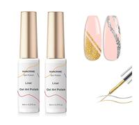 KANORINE 2pcs Vernis Semi Permanent Liner gel, 8ml Or et Argent French Manucure uv Couleur Gel Paillettes, Gold & Silver Gel Polish pour la Peinture au Trait, Vernis à Ongles Pour Nail Art Ongles