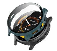 KANOYO Coque de protection compatible avec Garmin Venu 3, PC intégré + matériau en verre, verre trempé HD ultra fin, résistant aux rayures, protection complète (vert profond)
