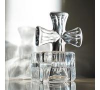 KANPURA Bougeoir en forme de croix en verre transparent de 10,2 cm pour bougie chauffe-plat en forme de croix en cristal pour cadeau religieux dans une boîte