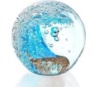 kanpura Boule en verre soufflé à la main en forme de vague de l'océan - Décoration décorative pour la maison et le bureau - Pièce de collection d'art en verre - Idéal pour les amateurs de l'océan (5,8