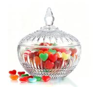 kanpura Grand plat à bonbons en verre transparent avec couvercle, 600 ml, avec couvercle, bocal décoratif en verre pour buffet de mariage, Noël, décoration d'intérieur, passe au lave-vaisselle
