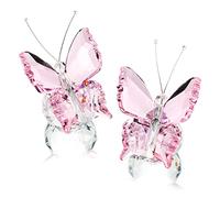 kanpura Lot de 2 Figurines de Papillon en Cristal avec Base en Boule en Verre Transparent, Statues de Papillon en Verre, Figurines d'animaux en Cristal pour décoration d'intérieur (Rose)