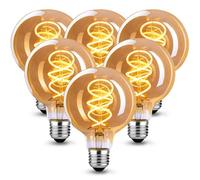 KANQIAO Ampoule vintage Edison E27, E27 LED vintage dimmable 4W lampe LED rétro blanc chaud Ampoule vintage idéale pour la nostalgie et l'éclairage rétro dans la maison, café-bar - 6 pièces（G80 SLX）