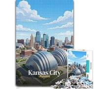 Kansas City Skyline with Convention Center Puzzle en Bois, 1000 pièces | À la maison : Puzzle adulte - cadeau puzzle pour adulte avec loisir pour amateur de puzzle.