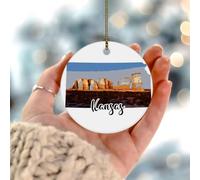 Kansas Décorations de Noël rondes à suspendre en céramique pour anciens combattants militaires à la retraite