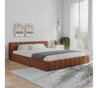 CONCEPT USINE Lit Nuage Kansas 2 Places 140×190 cm Marron Bois Velours
