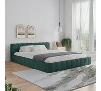 CONCEPT USINE Lit Nuage Kansas 2 Places 160×200 cm Vert Bois Velours