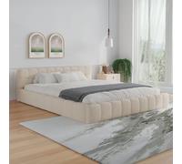 KANSAS - Lit nuage 160x200cm en velours beige