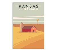 Kansas Skyline Affiche de voyage vintage sur toile pour décoration murale de la maison ou de la chambre