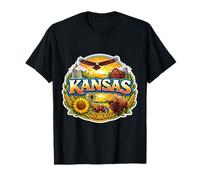 Kansas Souvenir Vacation Souvenir Badge State Visitor T-Shirt