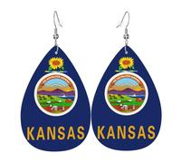 Kansas State Flag Boucles d'oreilles en cuir pour femme en forme de larme - Accessoires de mode imprimés - À porter au quotidien - Fête, taille unique, Cuir