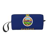 Kansas State Flag Print Grande capacité Trousse de maquillage de voyage Sac de maquillage Portable pour femme, blanc, One Size