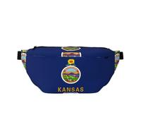 Kansas State Flag Print Women Men Essentials Belt Bag Large Hiking Travel Crossbody Fanny Waist Pack Easy Carry Any