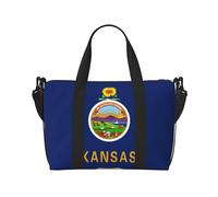 Kansas State Flag Sac de voyage pour femme, grand sac fourre-tout de week-end, sac d'entraînement de gym, sac d'hôpital pour maman, noir, One Size