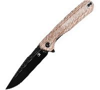 Kansept Qilin 154CM Black Stonewashed Brown Micarta Poignées T1047A3