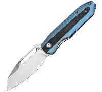 Kansept Thunderhead Stonewashed CPM S35VN, Ti Bleu avec Incrustation CF Shred K1106A3