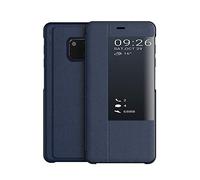 KANSI Coque Compatible pour Huawei Mate 20 Pro, Smart View Flip Faux Cuir Coque + Protection Ecran - Marine
