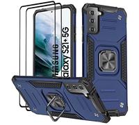 KANSi Coque Compatible pour Samsung Galaxy S21+ / S21 Plus 5G, Protection Écran [2 Pièces] Housse TPU Silicone Rotation 360° Aimant Anneau Support Double Défense Protection Etui - Bleu