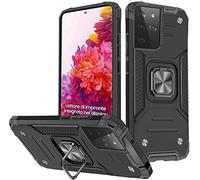 KANSi Coque Compatible pour Samsung Galaxy S21 Ultra 5G, Housse TPU Silicone Rotation 360° Aimant Anneau Support Double Défense Protection Etui - Noir