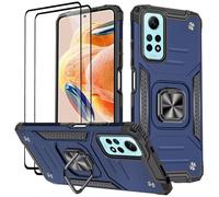 KANSi Coque pour Xiaomi Redmi Note 12 Pro 4G / Redmi Note 11 Pro 5G/4G, Verre Trempé [2 Pièces] + Housse TPU Silicone Rotation 360° Aimant Anneau Support Double Défense Protection Etui - Bleu