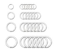 KANSPHY Lot de 40 porte-clés fendus en acier inoxydable avec plaque d'identité pour chien, 4 tailles (1,27 cm, 1,9 cm, 2,5 cm, 3 cm) pour artisanat, organisation de clés de voiture