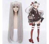 Kantai Collection Amatsukaze 100 cm longue perruque de Cosplay droite pour femmes cheveux synthétiques pour Anime fête Costume perruques argent gris