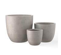 Kante Jardinière en Fibre de Verre, Béton Vieilli - 45,7 cm, 35,6 cm et 25,4 cm de Large