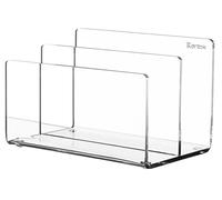 Kantek Mini trieur de fichiers en acrylique transparent, 2 sections, 15,2 x 9,7 x 9,9 cm, organiseur de bureau, pieds antidérapants, accessoire de bureau