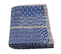 Kantha Couvre-lit indien décoratif fait à la main en pur coton traditionnel