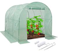 Kanwod Serres de jardin 3x2x2 m, 6m² serre en film plastique avec porte et 6 fenêtres, tomates serre résistante à l'hiver, UV4 tunnel en film plastique 140g/m