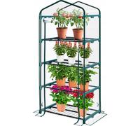 KANWOD Transparent Serre de jardin avec 4 étagères avec porte enroulable, 158x68x50 cm