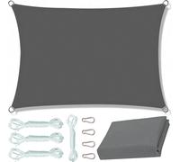 Kanwod Voile d'ombrage 4x4m imperméable, marquise à corde pour balcon et terrasse, protection UV, cordes de fixation incluses, gris
